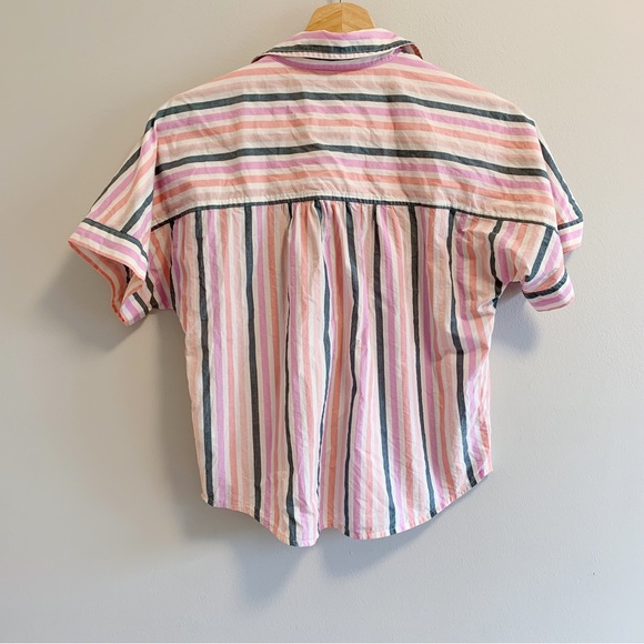 🌸SOLD🌸Universal Thread Striped Collared Short Sleeve Shirt - Picture 3 of 8